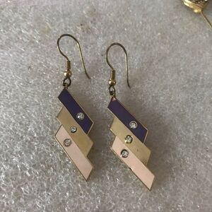 Elegant Enamel and Gold Dangle Earrings